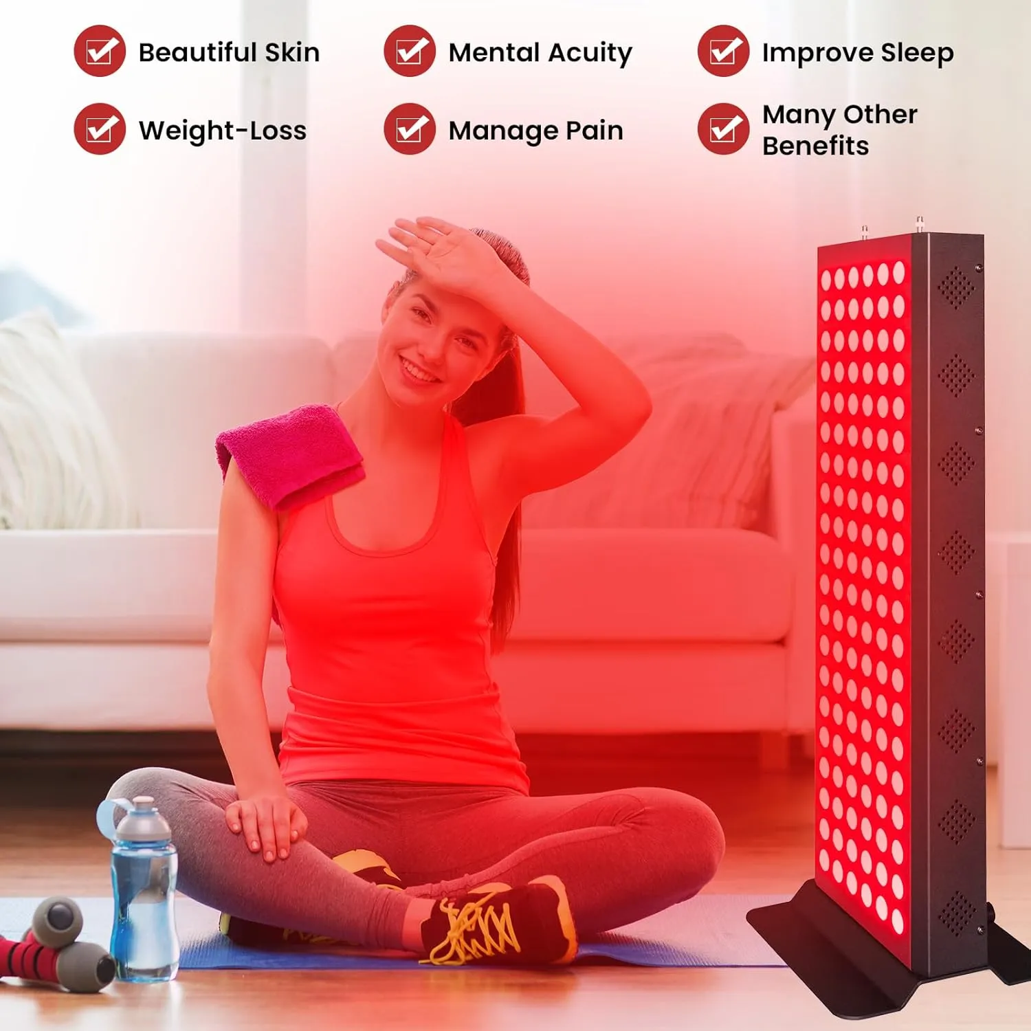 Red Light Therapy Device for Full Body & Face, 660nm & 850nm, Near Infrared Dual-Chip Clinical Grade LED Panel for Smooth Skin, Weight & Pain Management and Overall Wellness (600-Watts 120-LED)