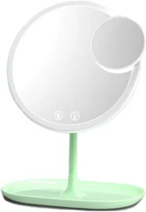REMIGHTELY Bright Led Makeup Mirror, Dressing Table Mirror, Angle Adjustable, Square Makeup Mirror, Touch Dimming, 5X Magnifying Glass, Makeup Mirror USB Rechargeable(A,B) (Color : B)