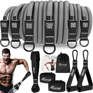 Resistance Bands, Heavy Exercise Bands with Handles, Fitness Bands Set for Working Out, Workout Bands for Men, Weight Bands for Muscle Training, Strength, Slim, Yoga, Home Gym Equipment