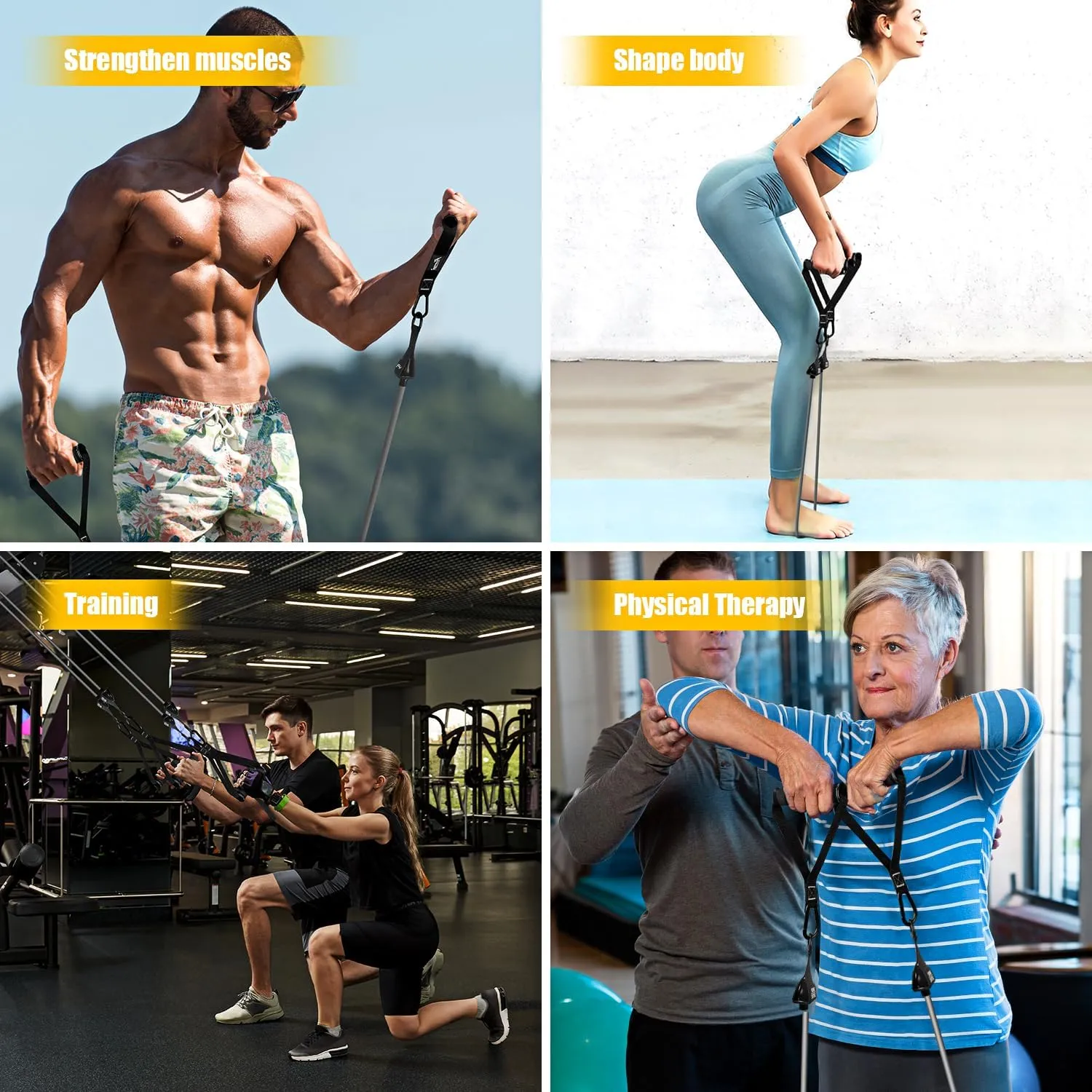 Resistance Bands, Heavy Exercise Bands with Handles, Fitness Bands Set for Working Out, Workout Bands for Men, Weight Bands for Muscle Training, Strength, Slim, Yoga, Home Gym Equipment