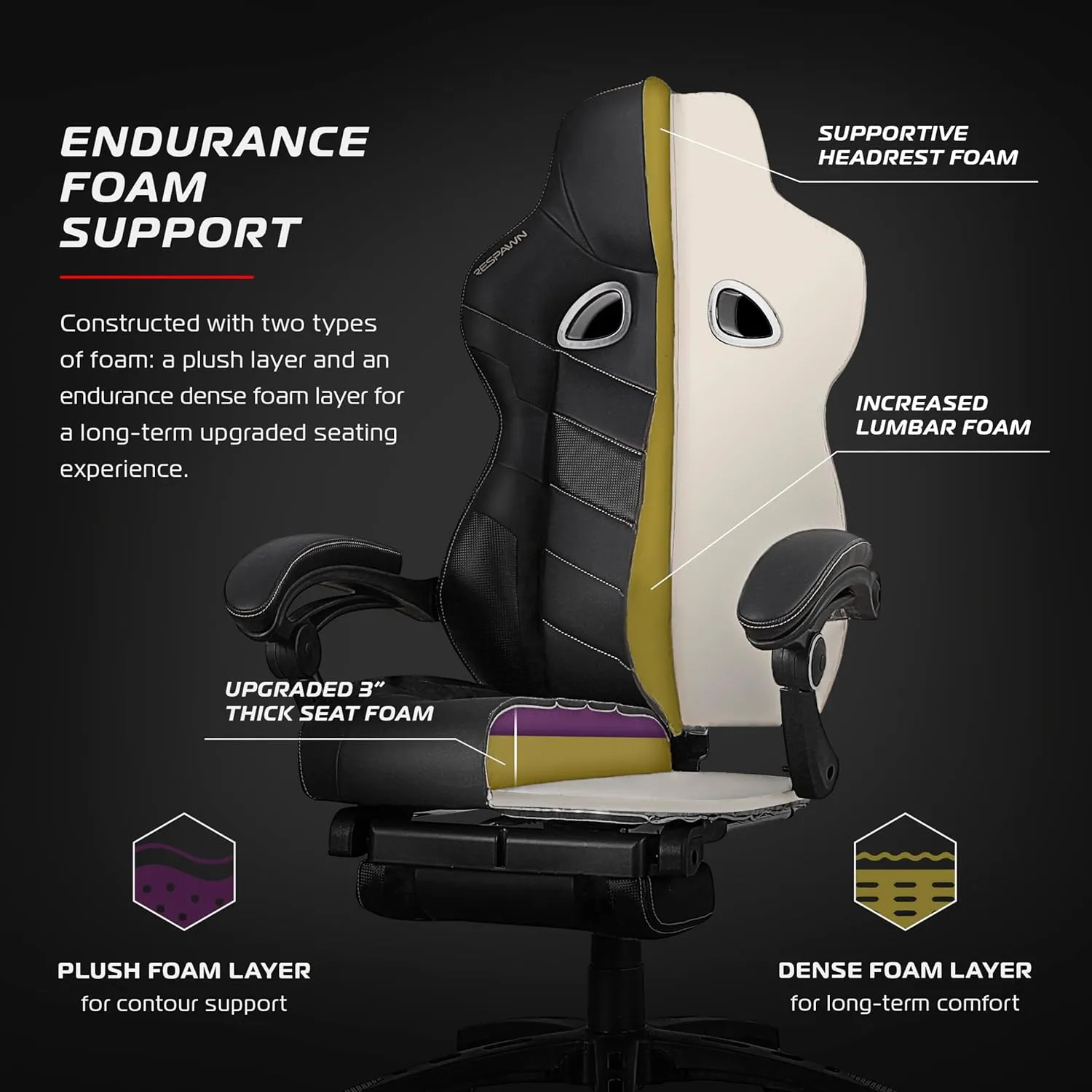 RESPAWN 110 Ergonomic Gaming Chair With Footrest Recliner - Racing Style High Back PC Computer Desk Office Chair - 360 Swivel, Lumbar Support, Adjustable Headrest Pillow, Padded Armrests - 2021 Green
