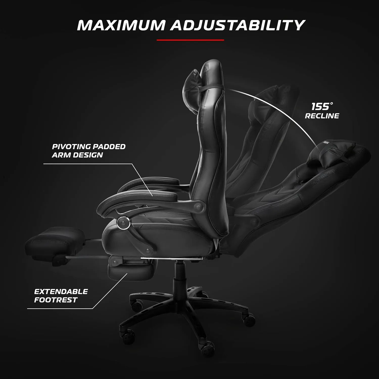 RESPAWN 110 Ergonomic Gaming Chair With Footrest Recliner - Racing Style High Back PC Computer Desk Office Chair - 360 Swivel, Lumbar Support, Adjustable Headrest Pillow, Padded Armrests - 2021 Green