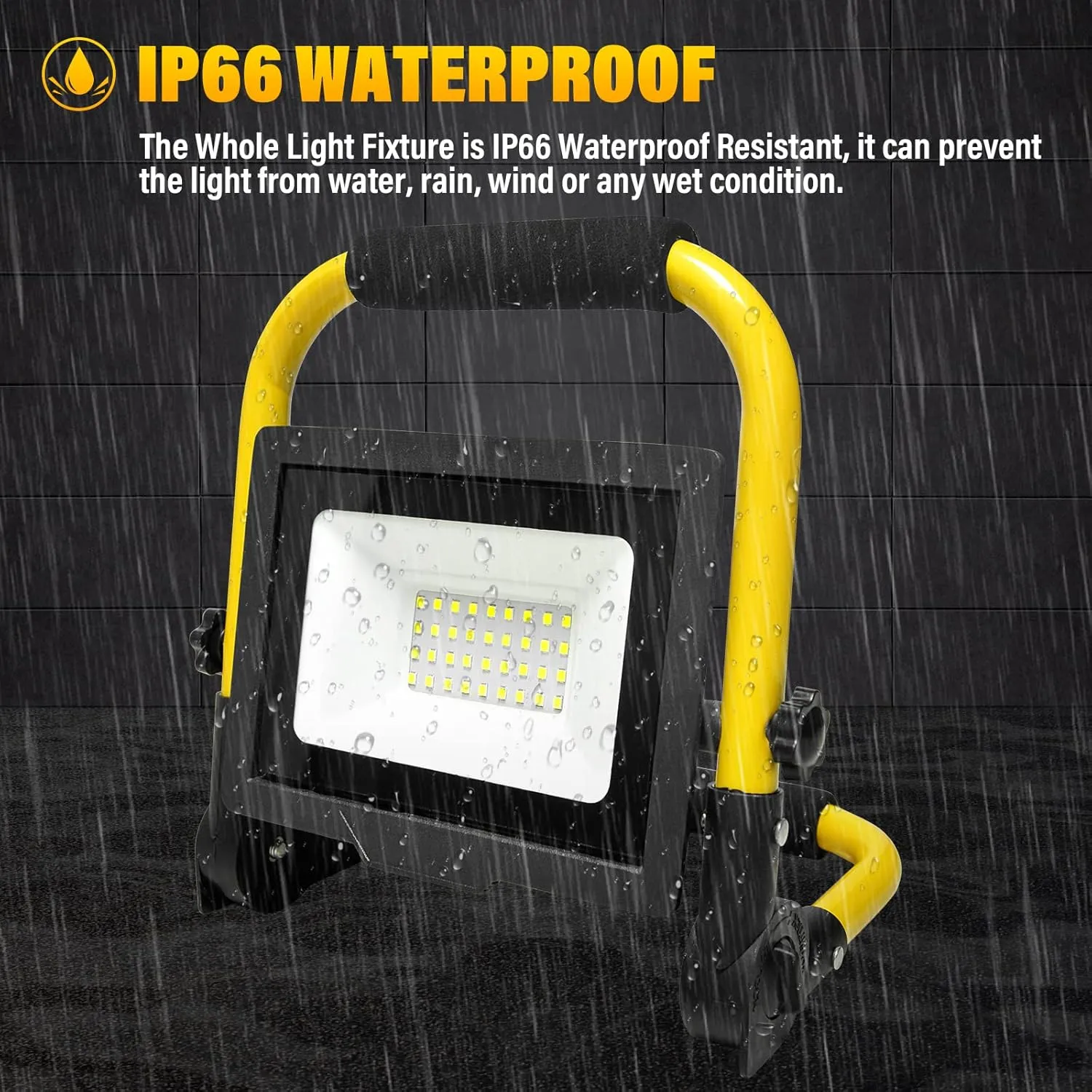 RIGIDON 30W Portable LED Flood Light Outdoor 3000LM Super Bright Outdoor Lights 6000K Daylight White IP66 Waterproof LED Work Light for Garden, Garage, Yard, Sports Ground, Patio, Pathway Porch (30W)