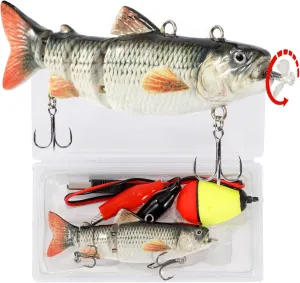 Robotic Swimming Fishing Bait Electric Lures 3.5" USB Rechargeable LED Light Wobbler 4-Segement Multi Jointed Swimbait Hard Lures Fishing Tackle