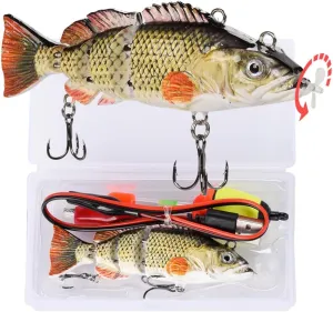 Robotic Swimming Lure 3.9” Electronic Lures USB Rechargeable LED Light 4 Segment Multi Jointed Swimbait Fishing Tackle for Bass Trout Pike