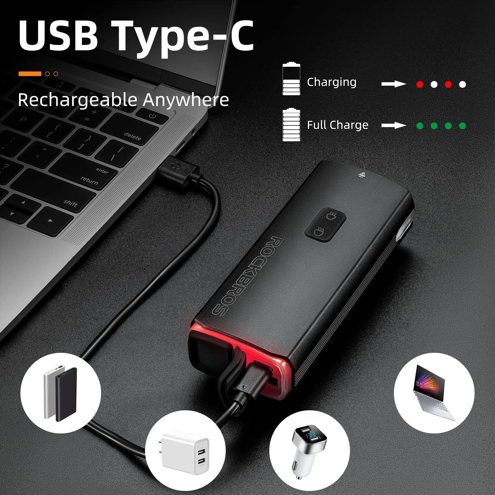 ROCKBROS 3000 Lumens Bike Front Light & 10000mAh USB Rechargeable Power Bank