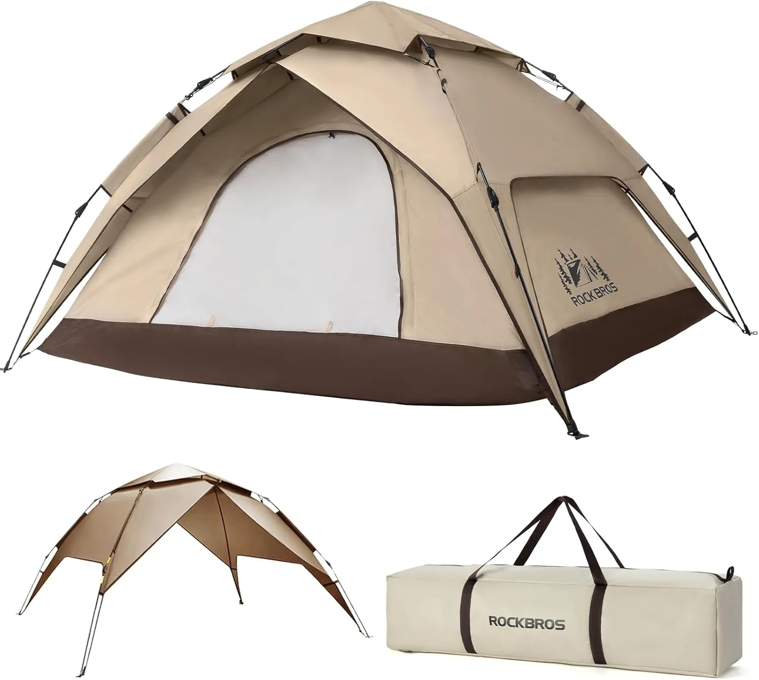 ROCKBROS Camping Tent for 2-3 Person, Waterproof Easy Up Instant Tent Windproof & Sunproof Cabin Tent for Family, Traveling, Outdoor, Hiking