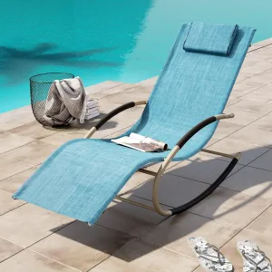 Rocking Outdoor Lounger Chair Chaise Lounge Zero Gravity Rocker - Patio Lounge Chair Rocking Sunlonger for Sunbathing, Napping for Patio, Garden, Living Room