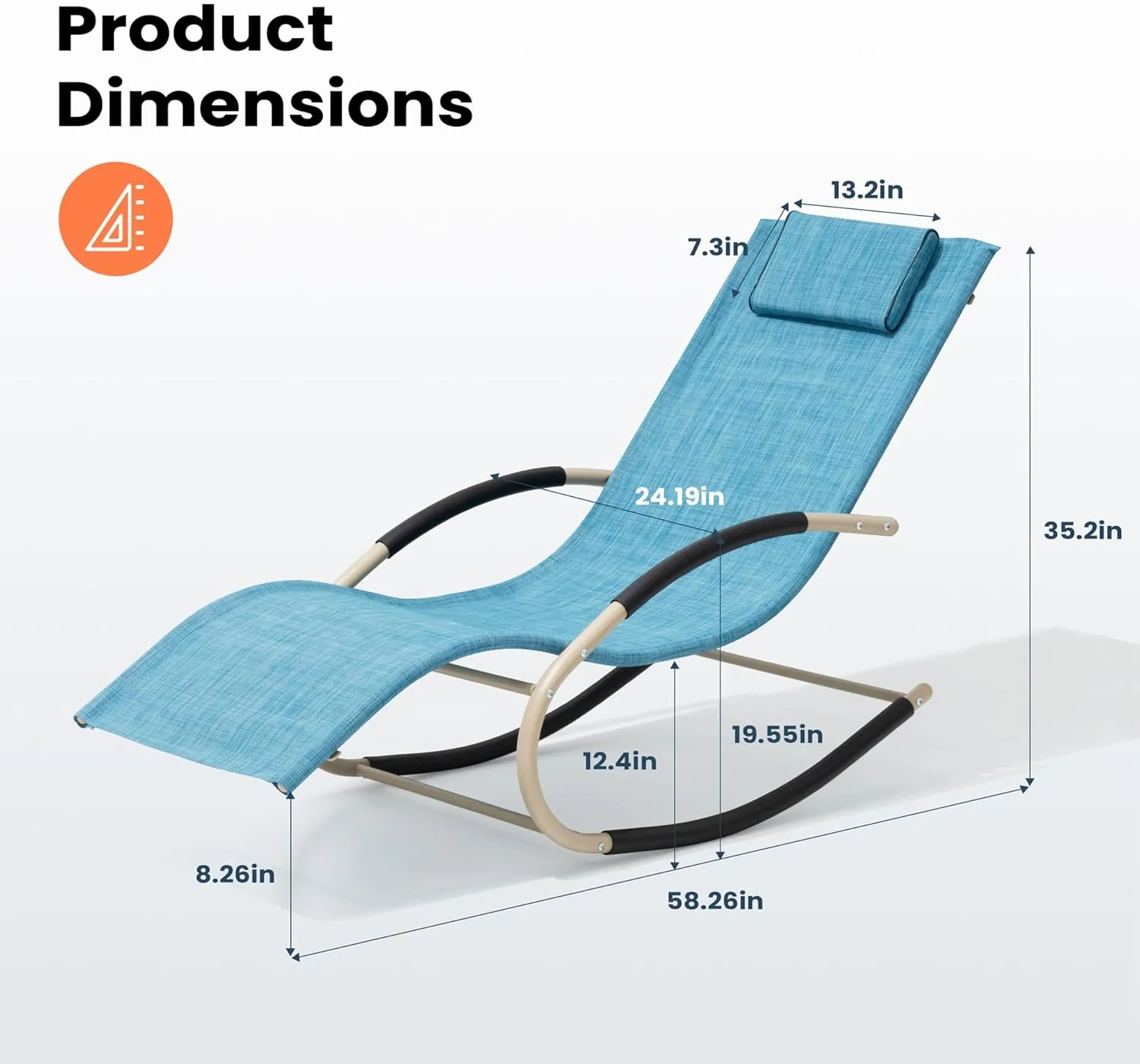Rocking Outdoor Lounger Chair Chaise Lounge Zero Gravity Rocker - Patio Lounge Chair Rocking Sunlonger for Sunbathing, Napping for Patio, Garden, Living Room