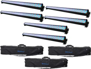 Rockville Bundle: (6) Rockville ROCKSTRIP LED DMX RGB Color Strip Wash Up Light Bar Bundle with (3) Rockville RLB60 Bag for Light Strips COLORband/COLORrail/COLORtube/COLORstrip (9 Items)