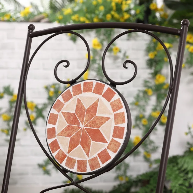 Rootz 3 Piece Bistro Set - Balcony Furniture - Outdoor Patio Set - Mosaic Design - Foldable & Water-Resistant - 61cm x 70cm Table, 39cm x 52cm x 90.5cm Chairs