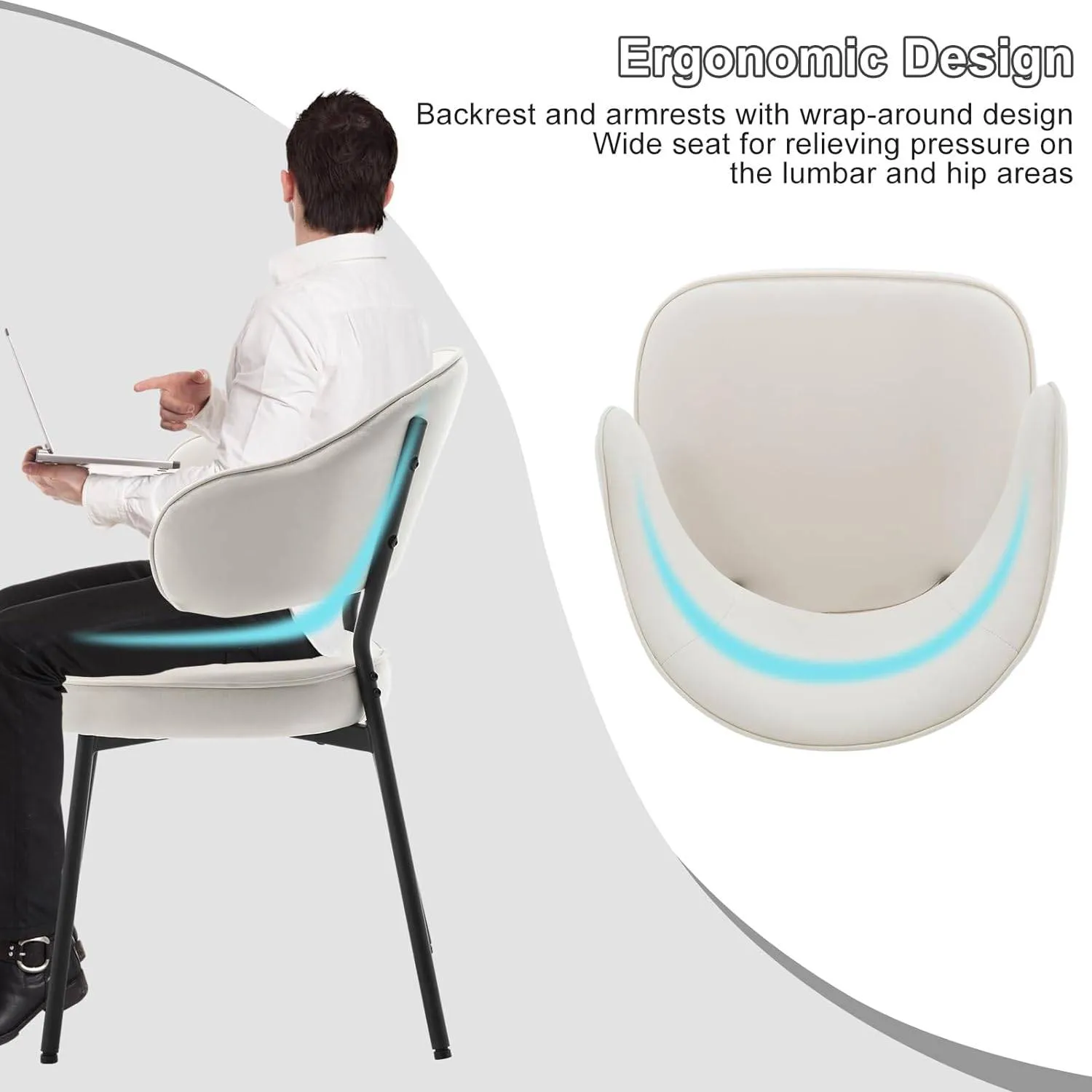 Rootz Dining Chair Set - Velvet Chair - Comfortable Seat - Ergonomic - 54cm x 83.5cm x 52cm - Modern Style - Sturdy Metal Legs