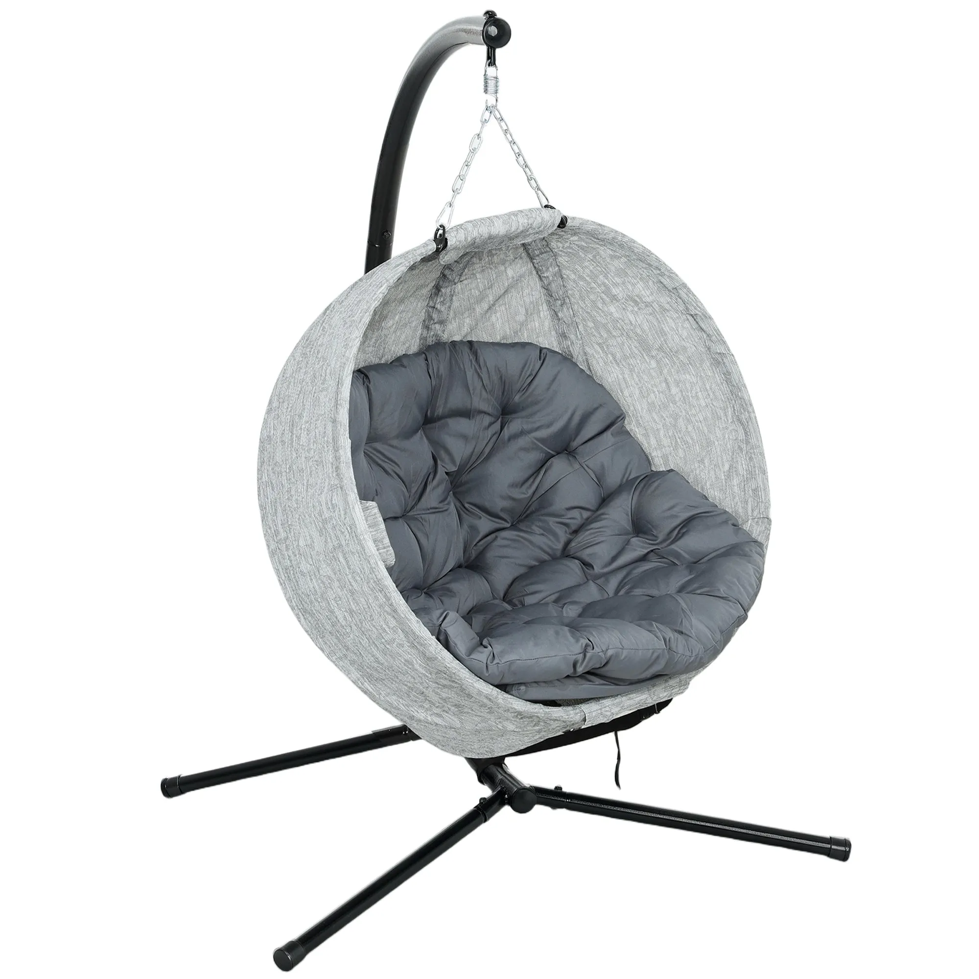 Rootz Egg-Shaped Hanging Basket Chair - Hanging Chair - Garden Chair - Rocking Function - 118cm x 116cm x 180cm