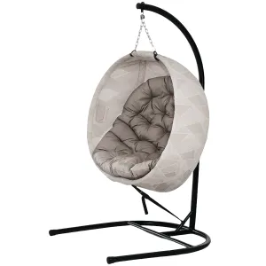 Rootz Egg Shaped Hanging Chair - Rocking Chair - Foldable Garden Chair - With Cup Holder - 114cm x 106cm x 178cm