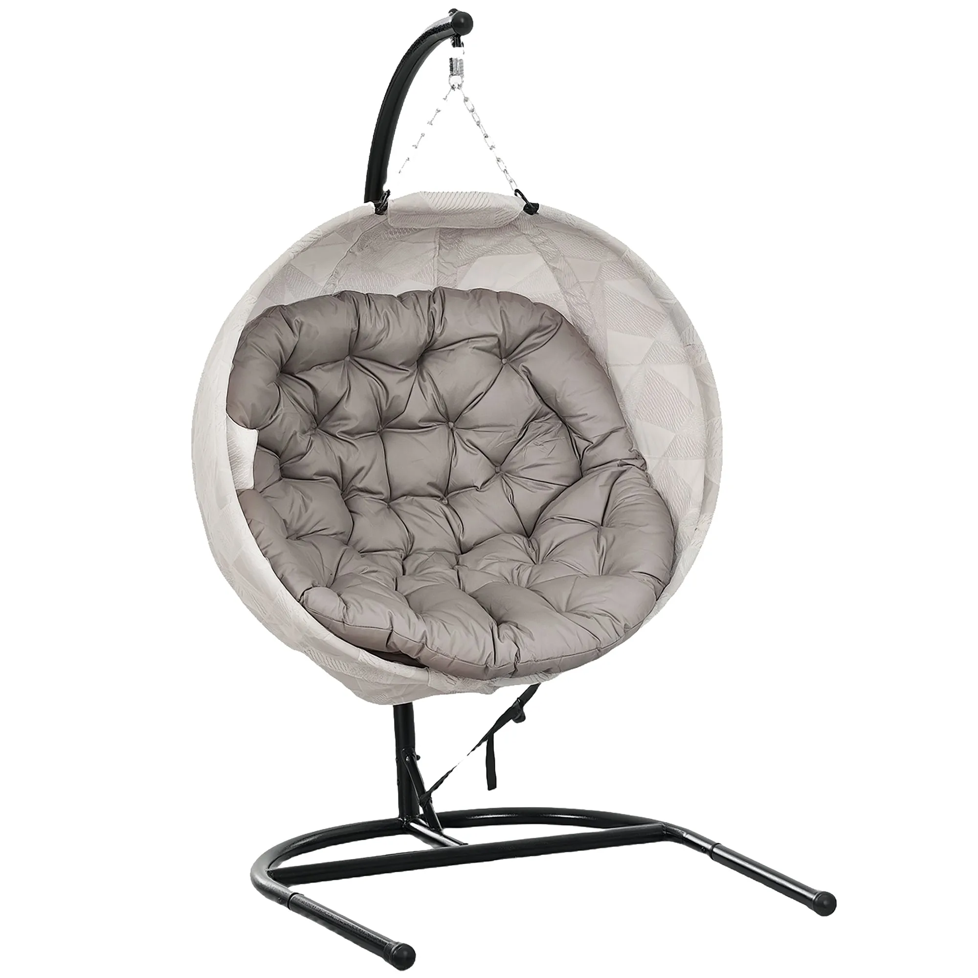 Rootz Egg Shaped Hanging Chair - Rocking Chair - Foldable Garden Chair - With Cup Holder - 114cm x 106cm x 178cm