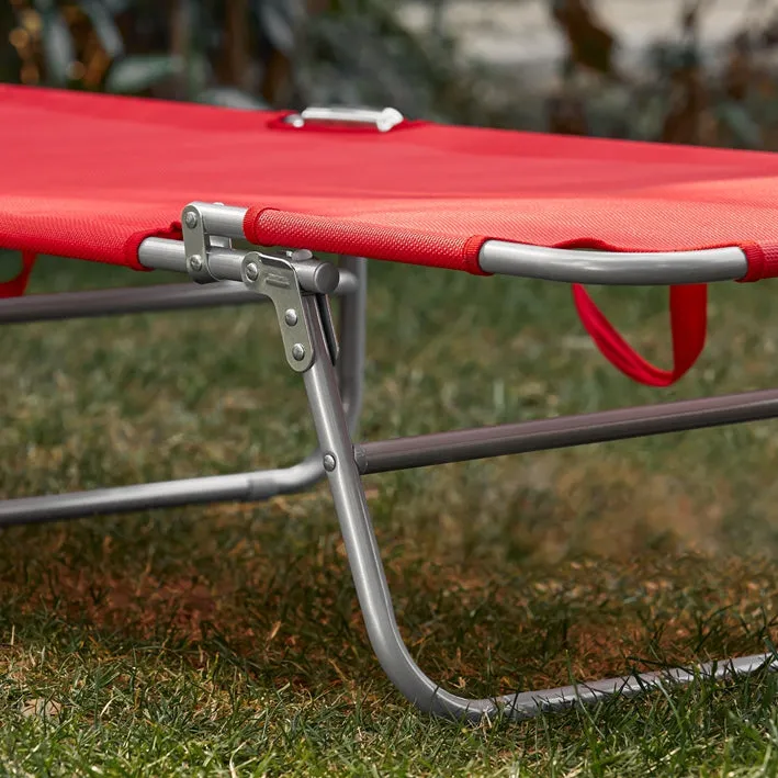 Rootz Oversized Folding Beach Chair - Lounger Chair - Reclining Sun Chair - Metal Frame - 195cm x 90cm x 63cm