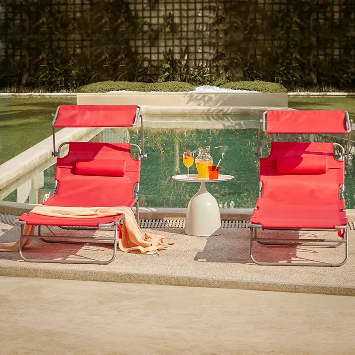 Rootz Oversized Folding Beach Chair - Lounger Chair - Reclining Sun Chair - Metal Frame - 195cm x 90cm x 63cm