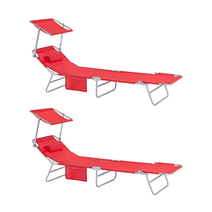 Rootz Oversized Folding Beach Chair - Lounger Chair - Reclining Sun Chair - Metal Frame - 195cm x 90cm x 63cm