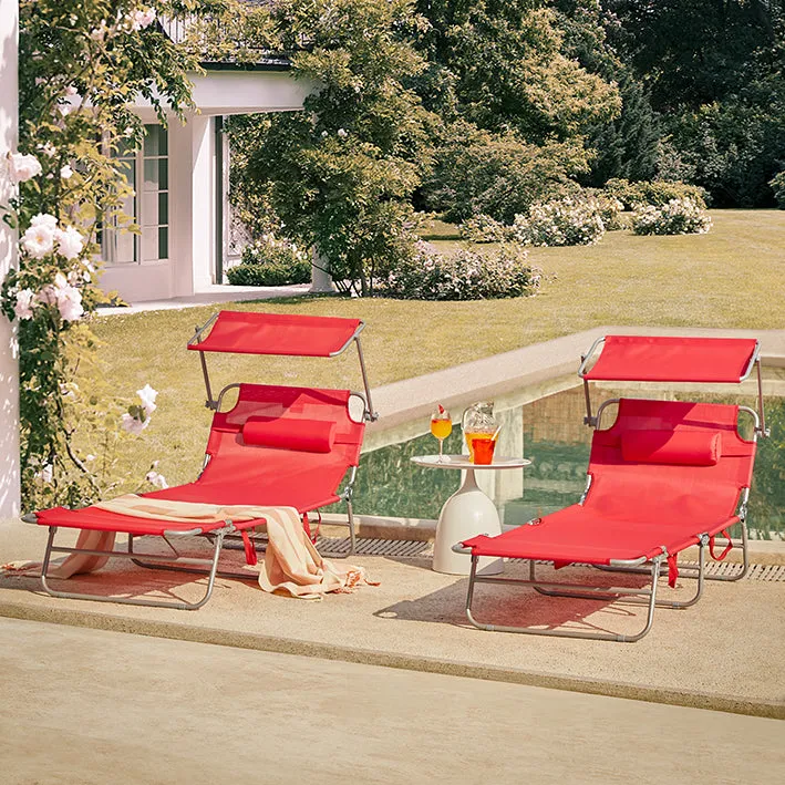 Rootz Oversized Folding Beach Chair - Lounger Chair - Reclining Sun Chair - Metal Frame - 195cm x 90cm x 63cm