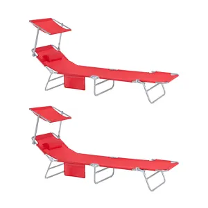 Rootz Oversized Folding Beach Chair - Lounger Chair - Reclining Sun Chair - Metal Frame - 195cm x 90cm x 63cm
