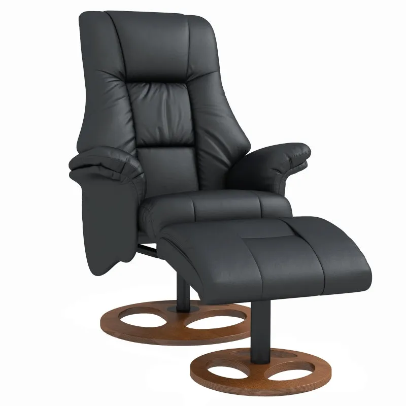 Rootz Relax Chair with Ottoman - Lounge Chair - Recliner Chair - Ultimate Comfort - Adjustable Backrest - Durable Faux Leather - 77cm x 89cm x 110cm