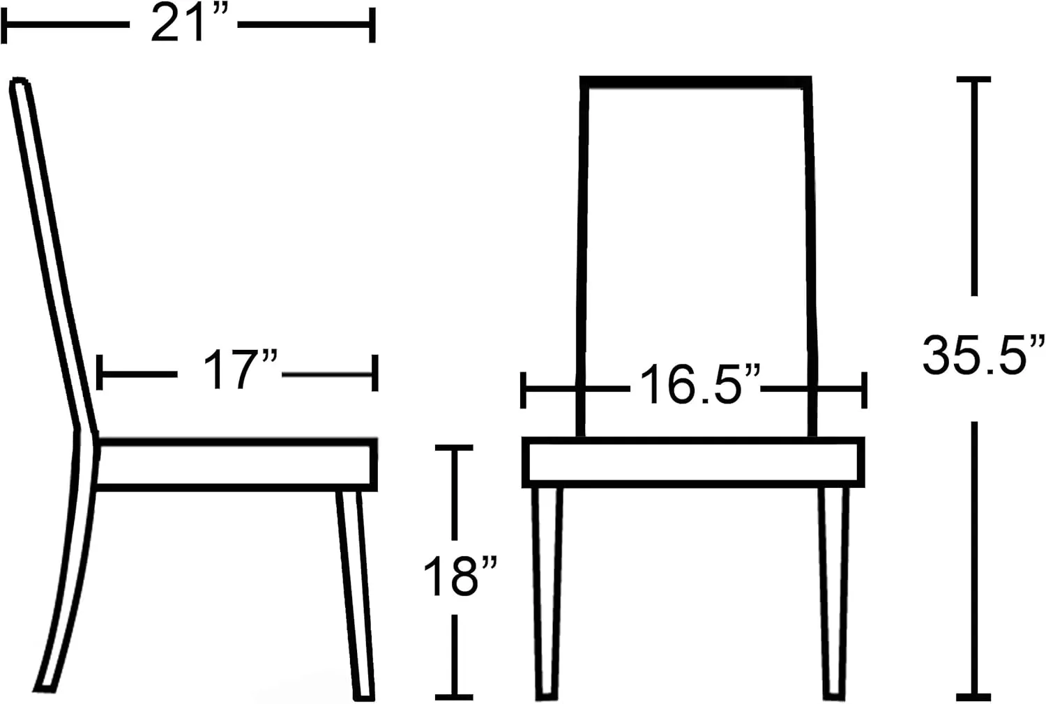 Roundhill Furniture Urban Style Solid Wood Leatherette Padded Parson Chair, Off-White, Set of 2