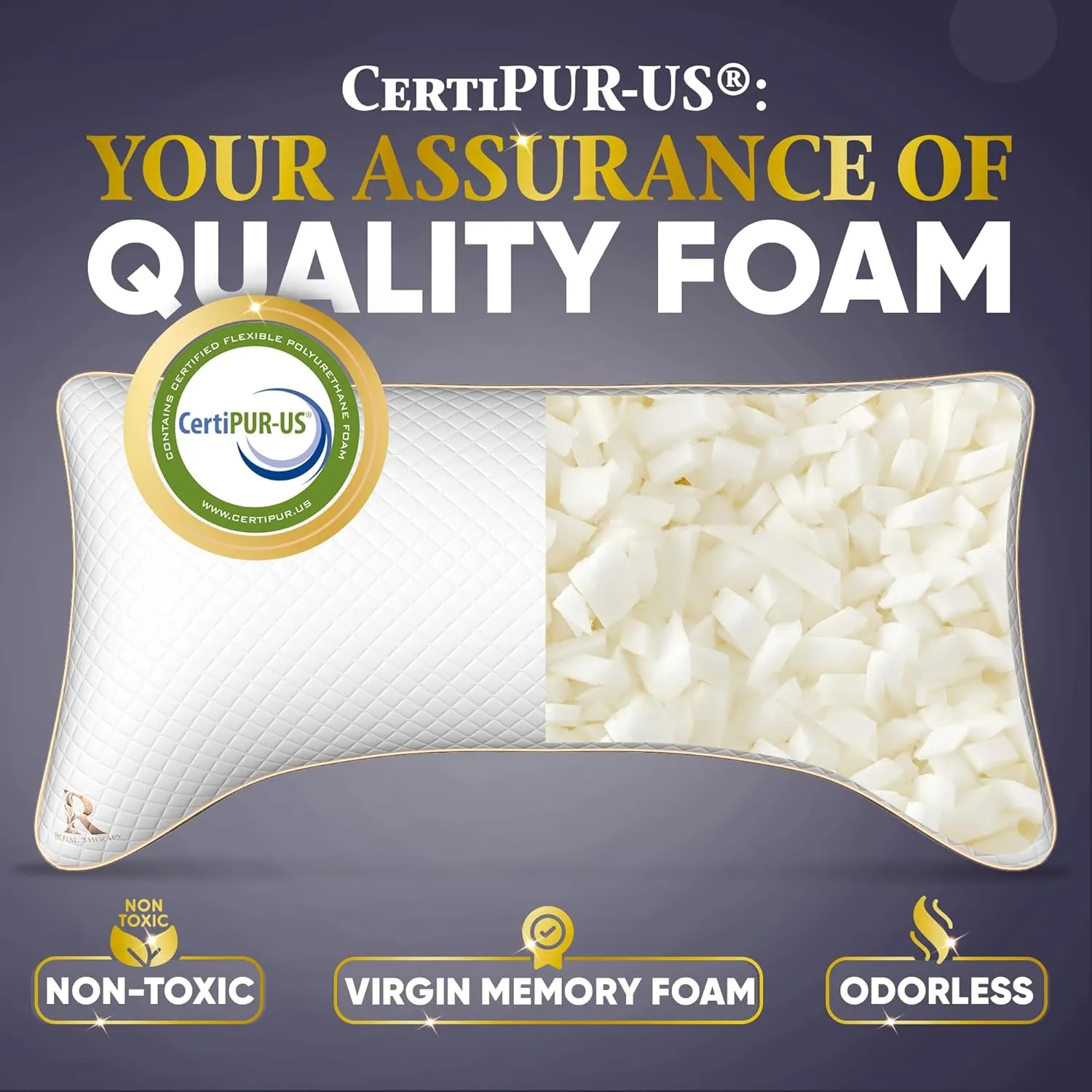 Royal Therapy 2-Pack Adjustable Queen Pillows, Shredded Memory Foam Pillows Queen Size Set, Cooling Pillow Bed Pillow Firm Pillow Rayon Derived from Bamboo Pillow Foam Pillow Side Sleepers Pillows