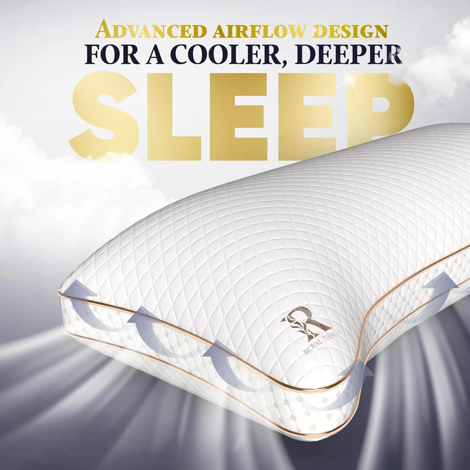 Royal Therapy 2-Pack Adjustable Queen Pillows, Shredded Memory Foam Pillows Queen Size Set, Cooling Pillow Bed Pillow Firm Pillow Rayon Derived from Bamboo Pillow Foam Pillow Side Sleepers Pillows