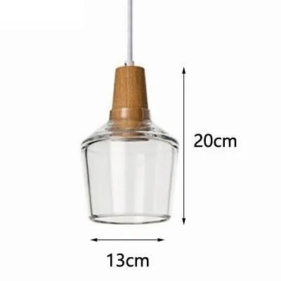 RoyaleGlow Vintage-Inspired Glass and Wood Pendant Lighting - Classic Elegance