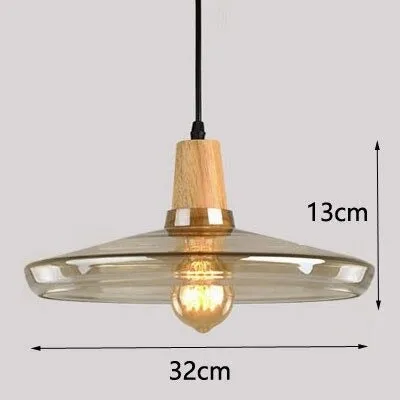 RoyaleGlow Vintage-Inspired Glass and Wood Pendant Lighting - Classic Elegance