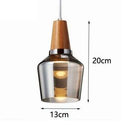 RoyaleGlow Vintage-Inspired Glass and Wood Pendant Lighting - Classic Elegance