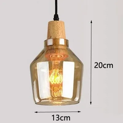 RoyaleGlow Vintage-Inspired Glass and Wood Pendant Lighting - Classic Elegance