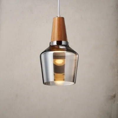 RoyaleGlow Vintage-Inspired Glass and Wood Pendant Lighting - Classic Elegance
