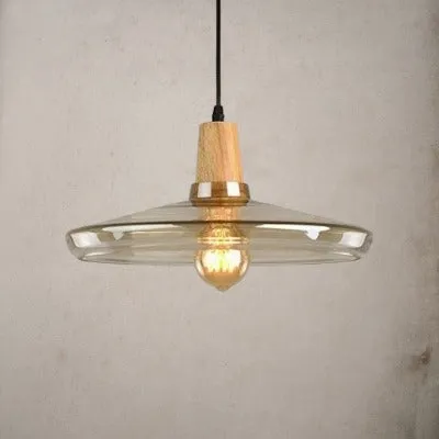 RoyaleGlow Vintage-Inspired Glass and Wood Pendant Lighting - Classic Elegance