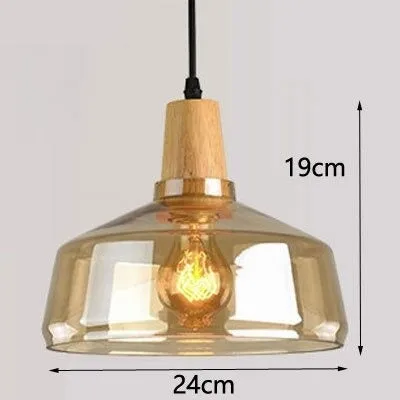 RoyaleGlow Vintage-Inspired Glass and Wood Pendant Lighting - Classic Elegance