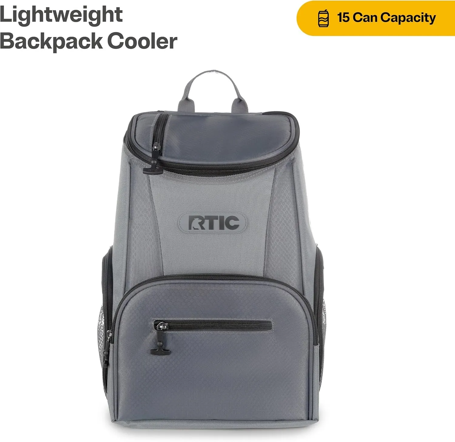 RTIC 15 Can Lightweight Backpack Cooler Soft Insulated Portable Bag for Lunch, Beach, Drink, Beverage, Travel, Camping, Picnic, Car, Hiking,