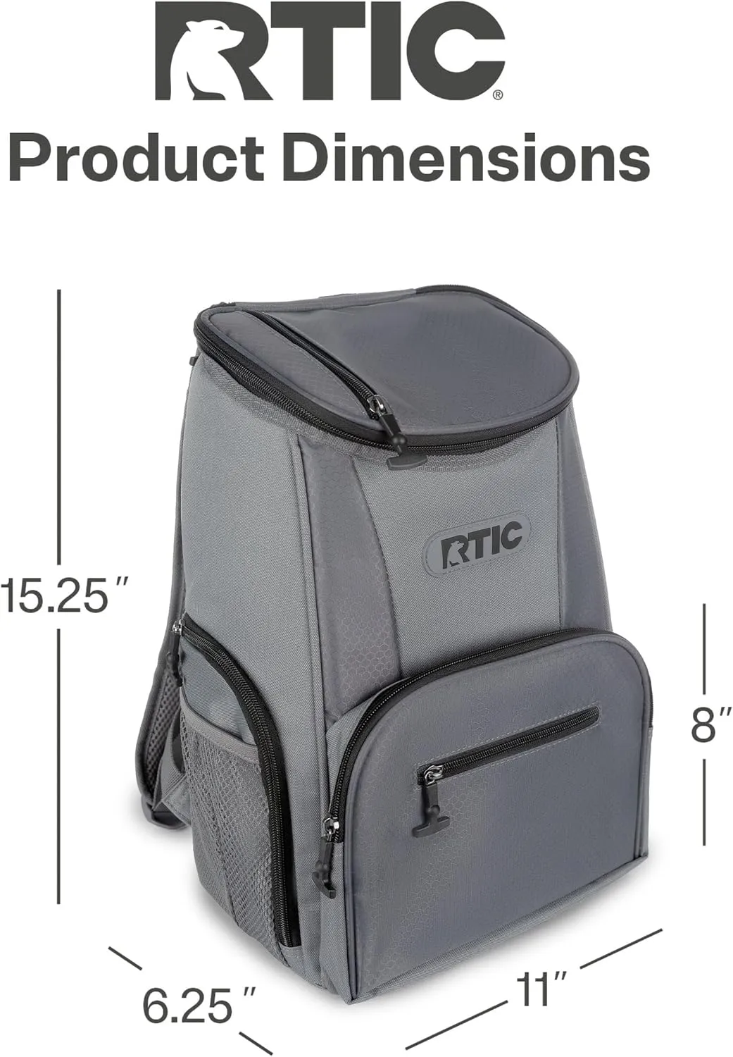 RTIC 15 Can Lightweight Backpack Cooler Soft Insulated Portable Bag for Lunch, Beach, Drink, Beverage, Travel, Camping, Picnic, Car, Hiking,