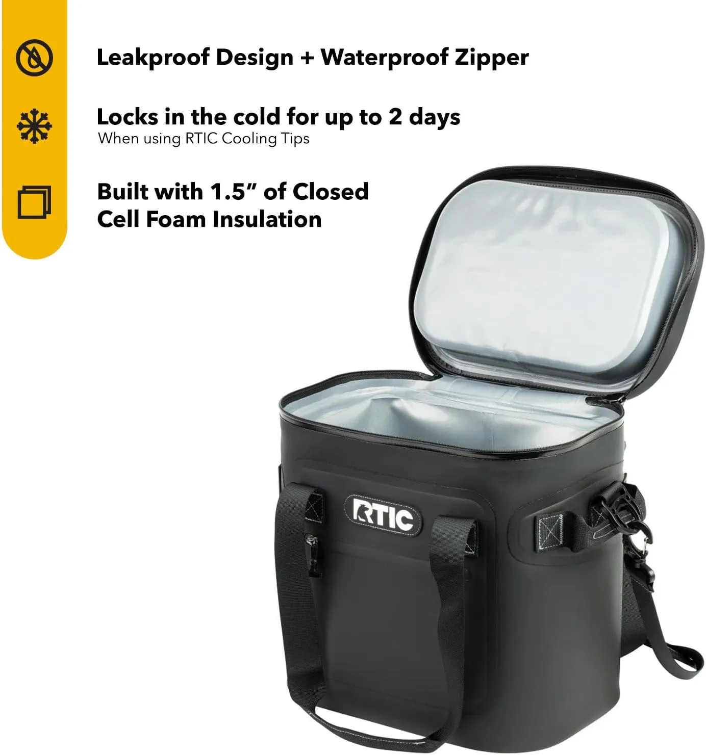 RTIC Ultra-Tough Soft Cooler 12 Can, Insulated Bag Portable Ice Chest for Lunch, Beach, Drink, Beverage, Travel, Camping, Picnic, Car, Trips, Floating Cooler Leak-Proof with Zipper