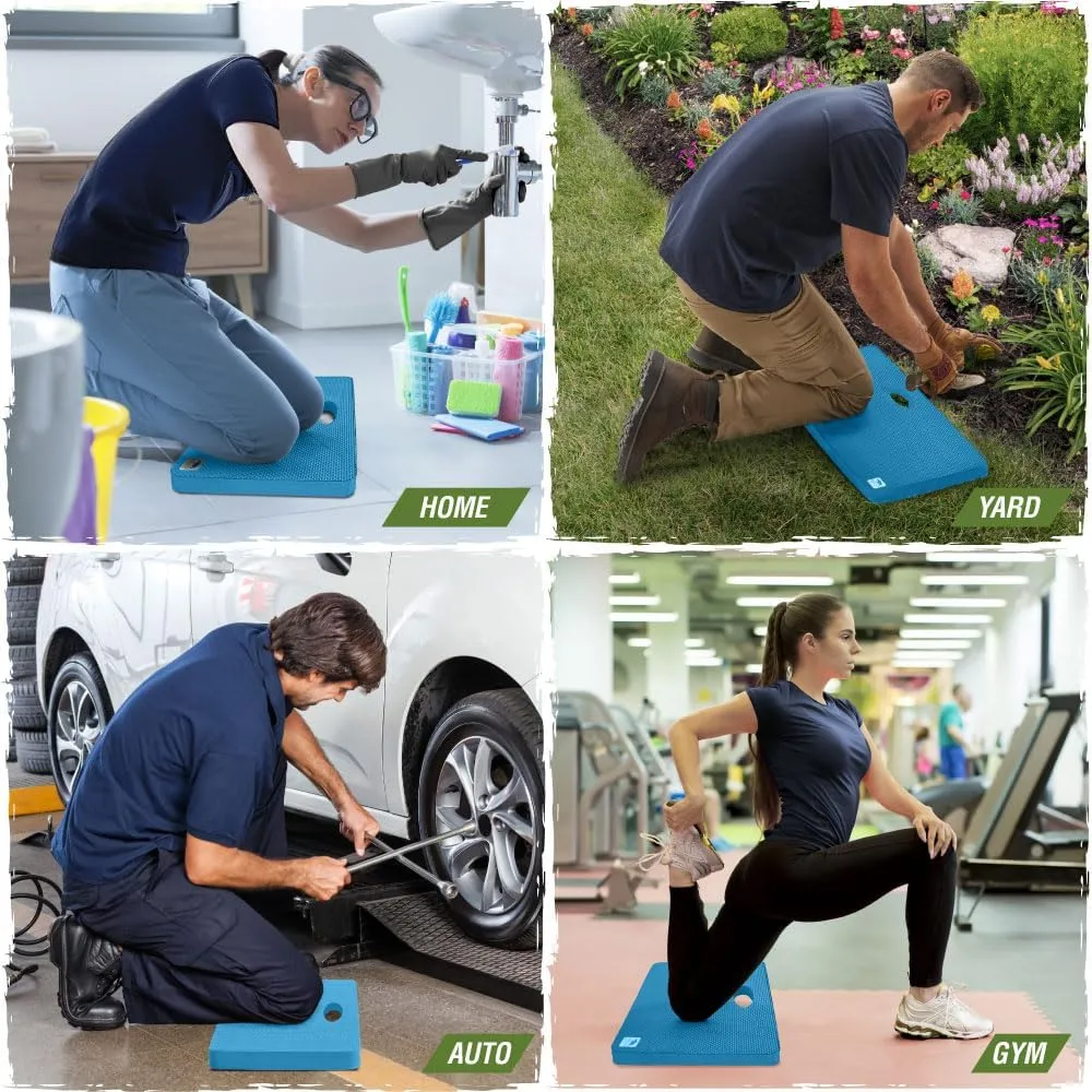 Rugged Rhino Soft Foam Patent Pending Kneeling Pad, Garden Knee Pads Resists Water, Thick Durable Shock Absorbent, Comfortable Strong Rebound, Gardening, Mechanic Tools, Bathing Baby, 2 Pack Blue