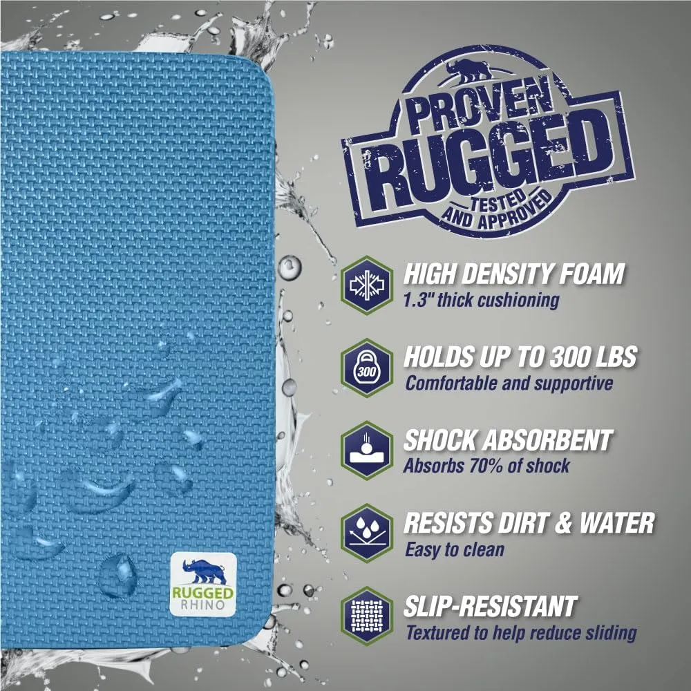 Rugged Rhino Soft Foam Patent Pending Kneeling Pad, Garden Knee Pads Resists Water, Thick Durable Shock Absorbent, Comfortable Strong Rebound, Gardening, Mechanic Tools, Bathing Baby, 2 Pack Blue