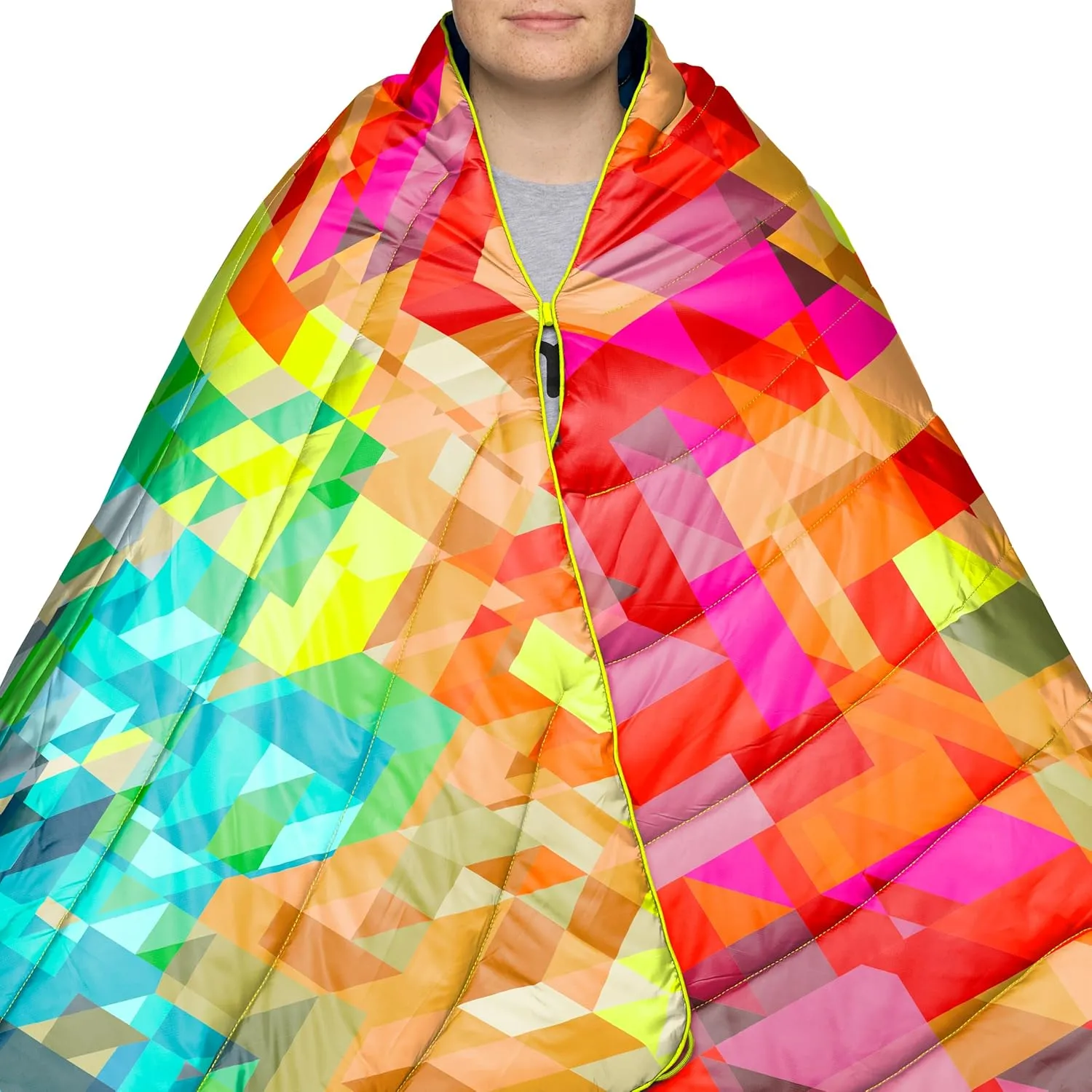 Rumpl Original Puffy Blanket - Warm Puffy Camping Blanket, 100% Recycled Polyester Insulation, Lightweight, Packable, Water-Resistant, Outdoor Puffer Blanket, 52"x75", V2, Geo Fresh