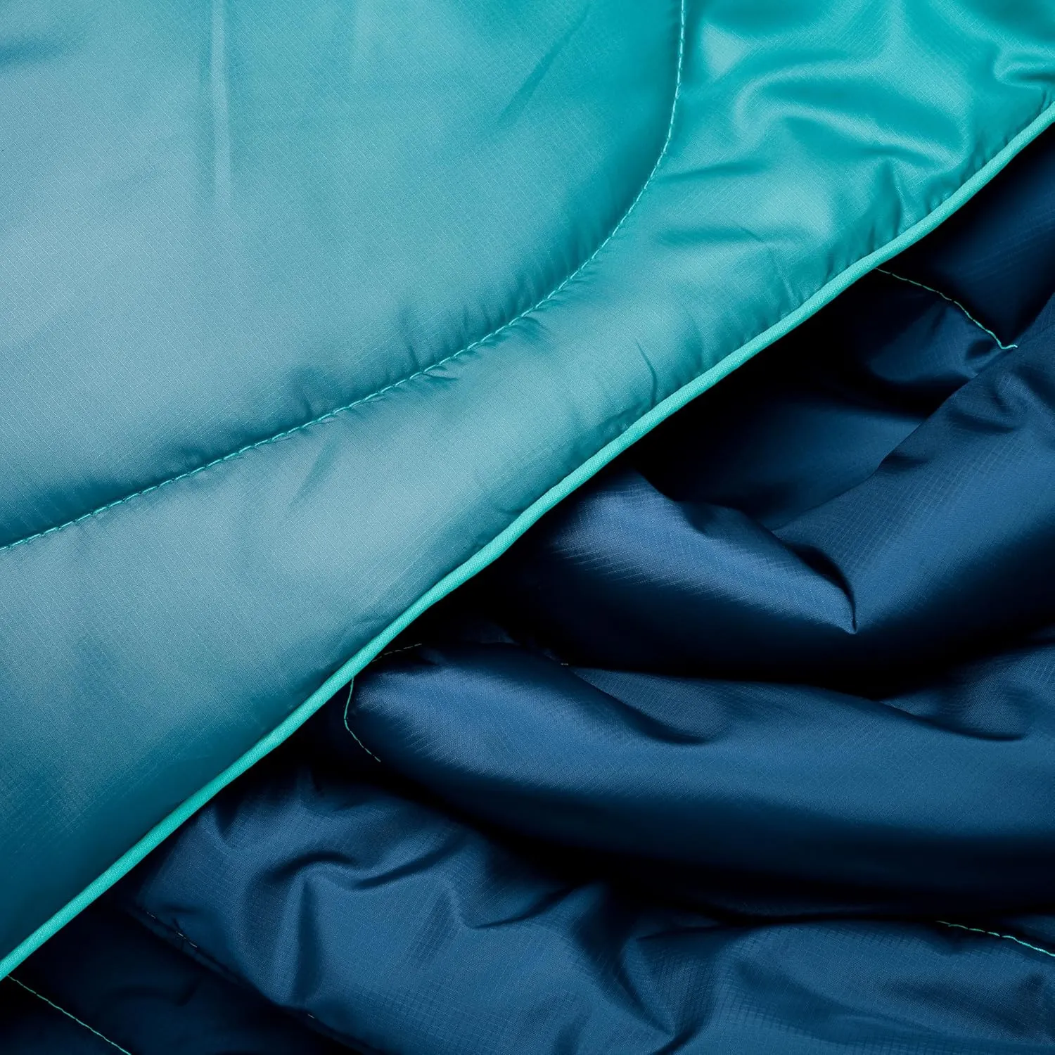 Rumpl Original Puffy Blanket - Warm Puffy Camping Blanket, 100% Recycled Polyester Insulation, Lightweight, Packable, Water-Resistant, Outdoor Puffer Blanket, 52"x75", V2, Ocean Fade