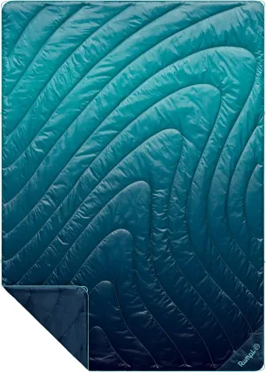 Rumpl Original Puffy Blanket - Warm Puffy Camping Blanket, 100% Recycled Polyester Insulation, Lightweight, Packable, Water-Resistant, Outdoor Puffer Blanket, 52"x75", V2, Ocean Fade
