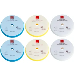 RUPES WF Series 7" Rotary Waffle Foam Pads Bundle - Includes 2 Coarse, 2 Fine and 2 Ultra-Fine Foam Pads - Tailored to Meet The Diverse Needs of Automotive Detailing