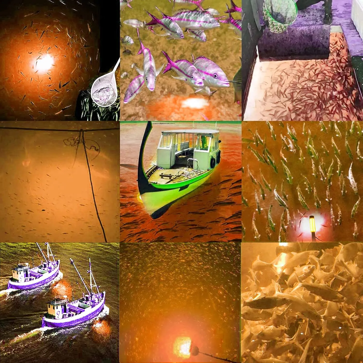 SAMDO IP68 12V LED Underwater Fishing Light 1080 Lumens Fish Attracting Light, Night Fishing Light 10.8W