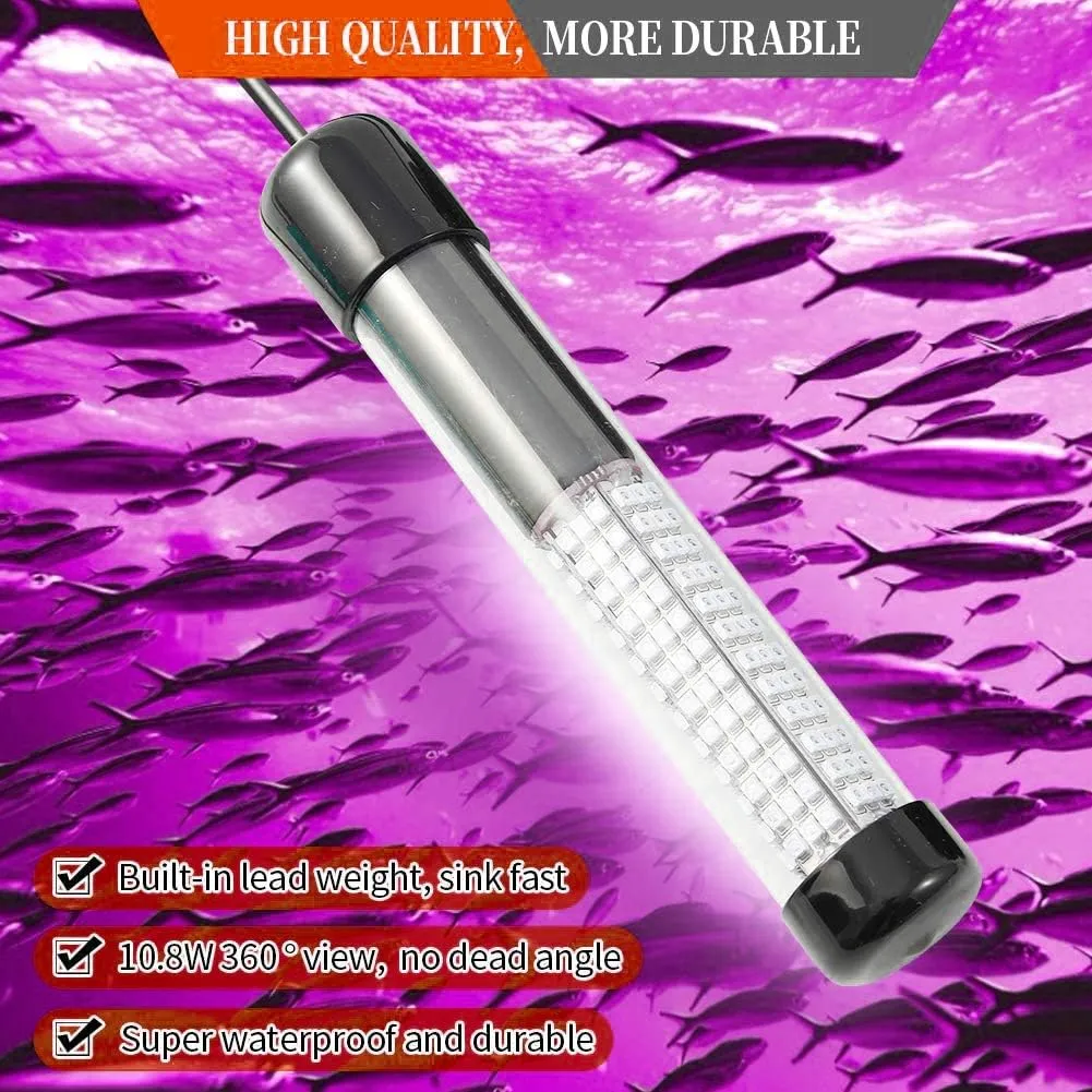 SAMDO IP68 12V LED Underwater Fishing Light 1080 Lumens Fish Attracting Light, Night Fishing Light 10.8W