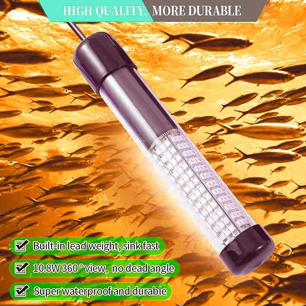 SAMDO IP68 12V LED Underwater Fishing Light 1080 Lumens Fish Attracting Light, Night Fishing Light 10.8W