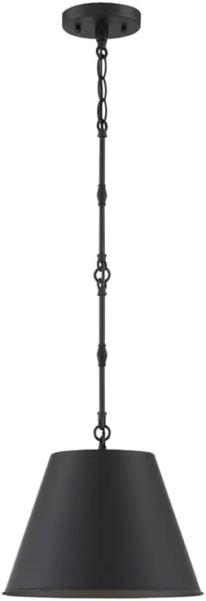 Savoy House 7-232-1-89 Alden Traditional Metal Bell Pendant, 1-Light 60 Watt, 9" H x 12" W, Matte Black