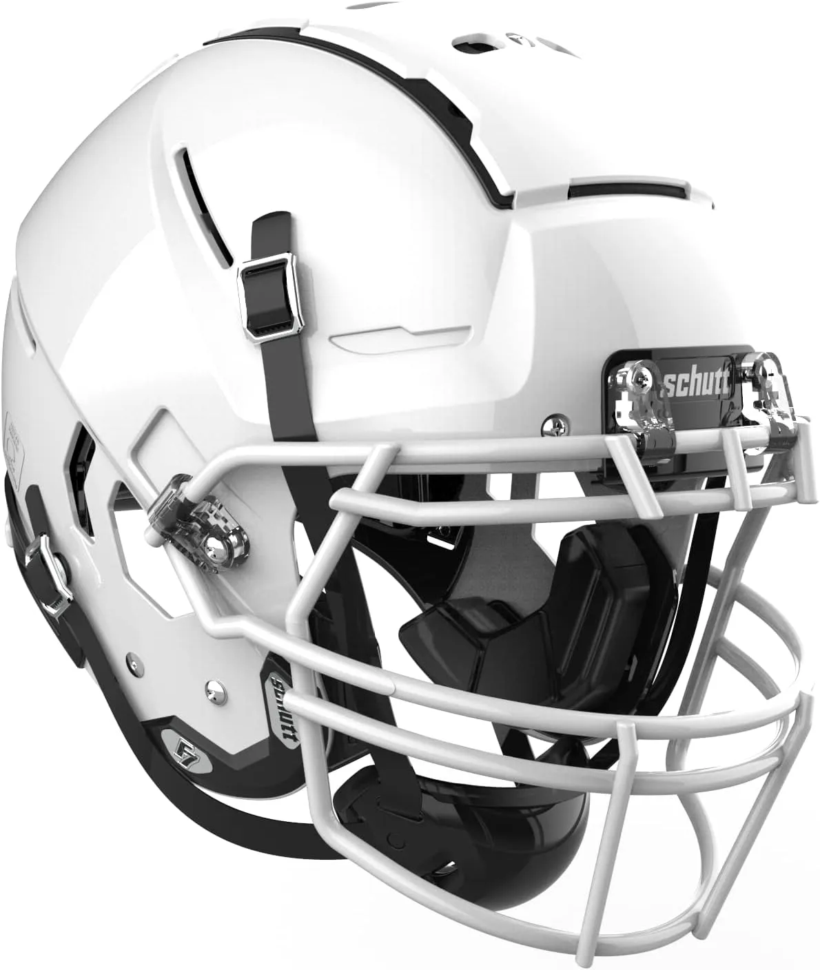 Schutt F7 VTD Collegiate Football Helmet, ROPO NB VC Facemask Attached, X-Large, White