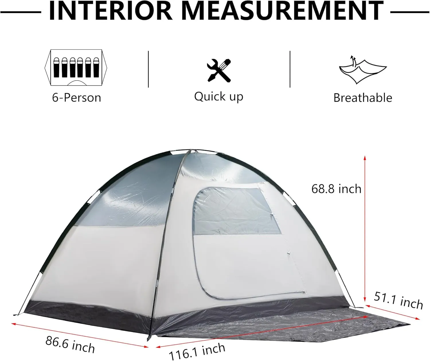 Screened Camping Tent, 4/6 Person Waterproof, Haven Tent, Backpack Double Layer Camping Tents with Canopy, Easy Setup and Portable Shelter for Outdoor, Picnic, Camping, Family Gathering.